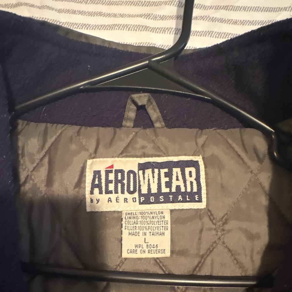 Aéropostale Men's L Green/Blue Nylon Zip Jacket Lined Stand-Up Collar Short - Picture 3 of 5